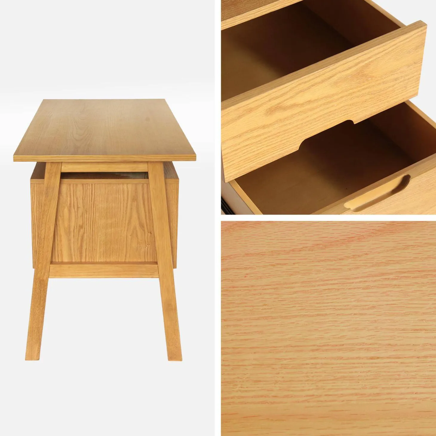 Schreibtisch Heveaholz und Eichenfurnier mit 2 Schubladen