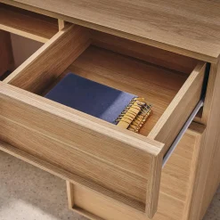 Schreibtisch Holzlook 2 Türen 2 Schubladen 1 Ablage 140 cm
