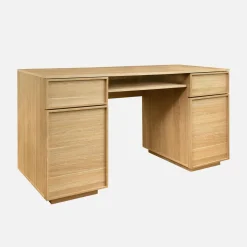 Schreibtisch Holzlook 2 Türen 2 Schubladen 1 Ablage 140 cm