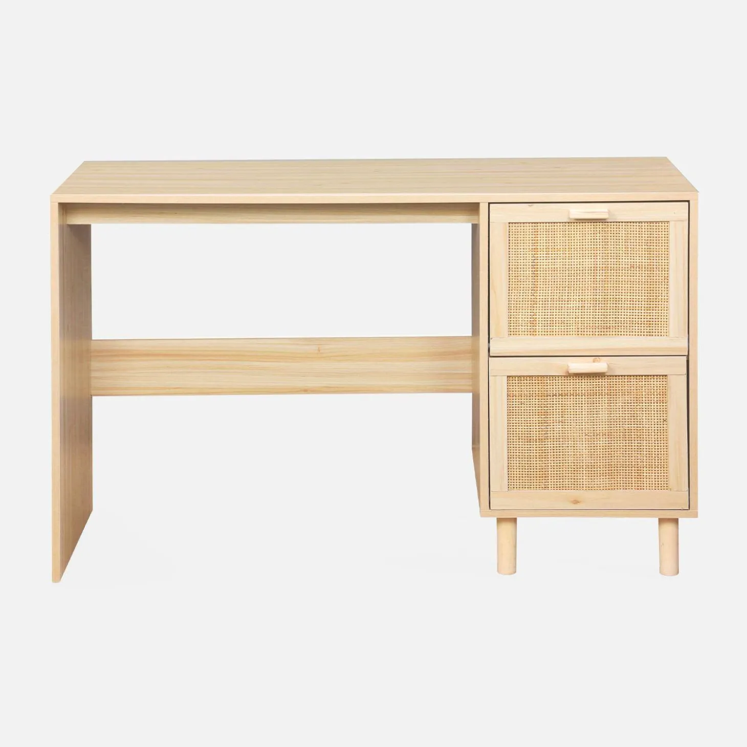 Schreibtisch mit Holzdekor und Rattan-Geflecht