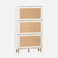 Schuhschrank mit Rattan-Geflecht