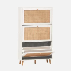 Schuhschrank mit Rattan-Geflecht
