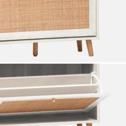 Schuhschrank mit Rattan-Geflecht