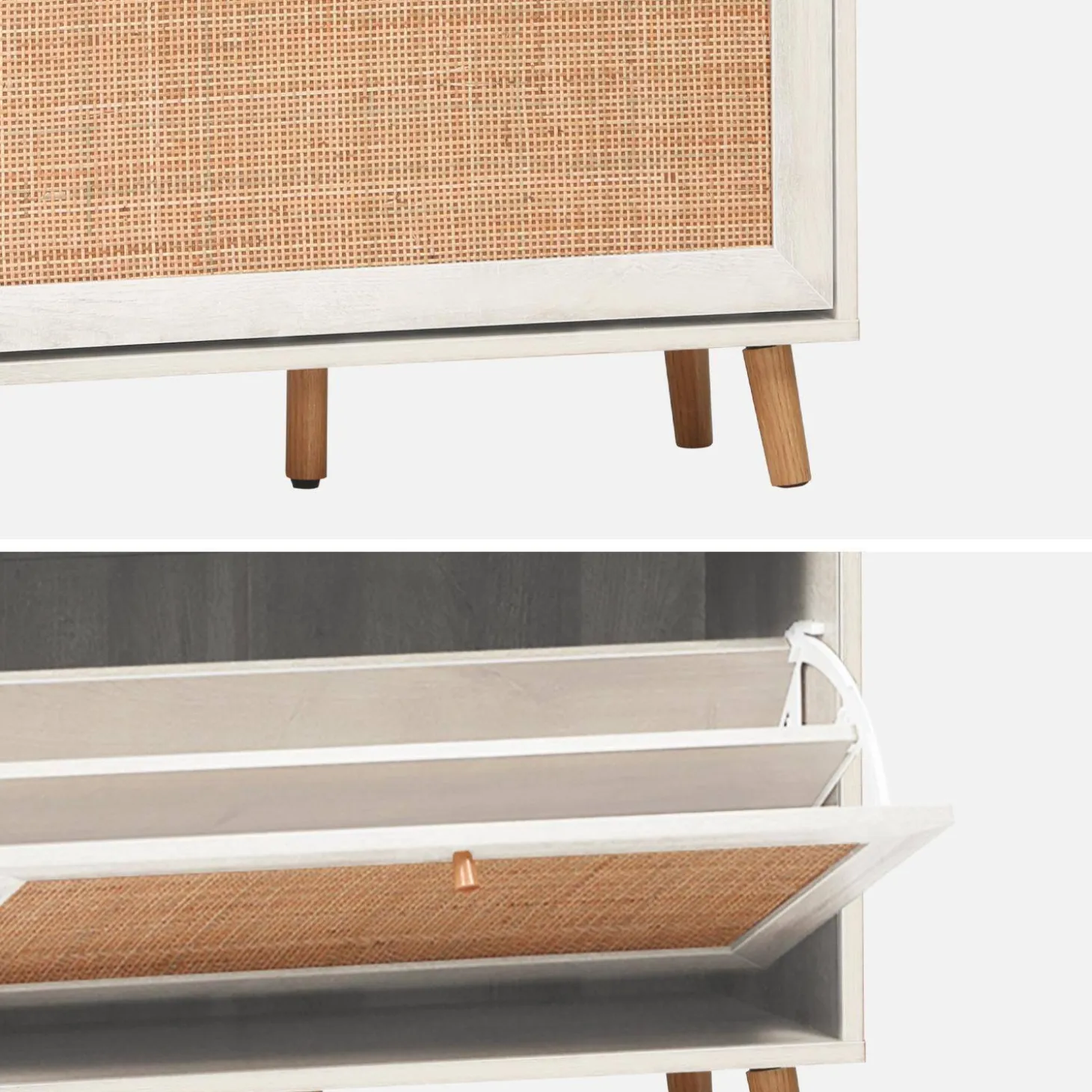 Schuhschrank mit Rattan-Geflecht