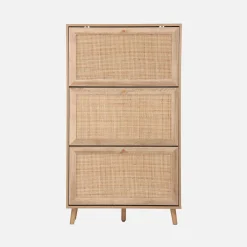 Schuhschrank mit Rattan-Geflecht