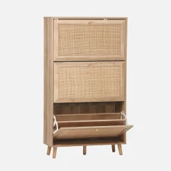 Schuhschrank mit Rattan-Geflecht