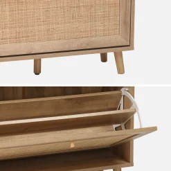 Schuhschrank mit Rattan-Geflecht