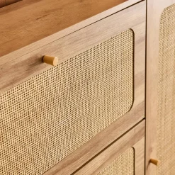 Schuhschrank mit Rattan-Geflecht und 3 Klapptüren