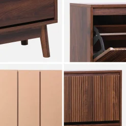 Schuhschrank 3 Türen Naturholzdekor
