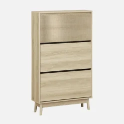 Schuhschrank 3 Türen Naturholzdekor