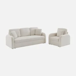 Sessel mit cremefarbenem Teddy Bouclé-Bezug