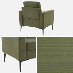 Sessel mit Kord-Bezug und Metallfüßen