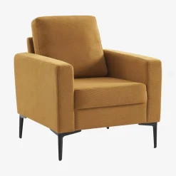 Sessel mit Kord-Bezug und Metallfüßen