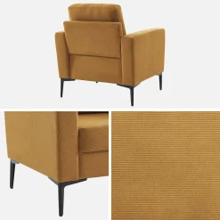 Sessel mit Kord-Bezug und Metallfüßen