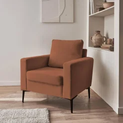 Sessel mit Kord-Bezug und Metallfüßen