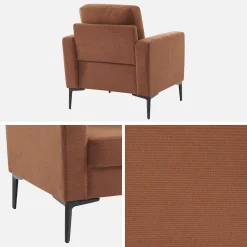 Sessel mit Kord-Bezug und Metallfüßen