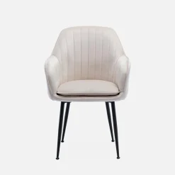 Sessel mit Samtbezug und Metallbeinen