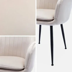 Sessel mit Samtbezug und Metallbeinen