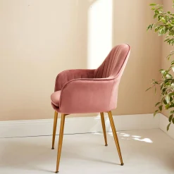 Sessel mit Samtbezug und Metallbeinen