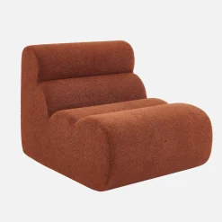 Sessel mit strukturiertem Bouclé-Bezug und Hocker