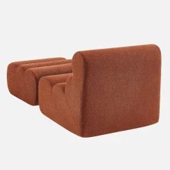 Sessel mit strukturiertem Bouclé-Bezug und Hocker