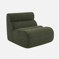 Sessel mit strukturiertem Bouclé-Bezug und Hocker