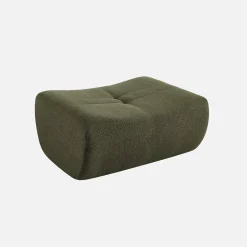 Sessel mit strukturiertem Bouclé-Bezug und Hocker