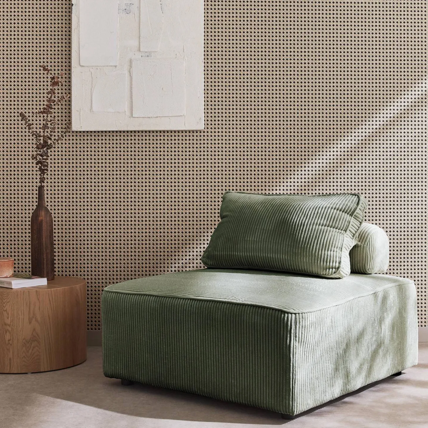 Sessel ohne Armlehne mit Cordbezug für ein modulares Sofa