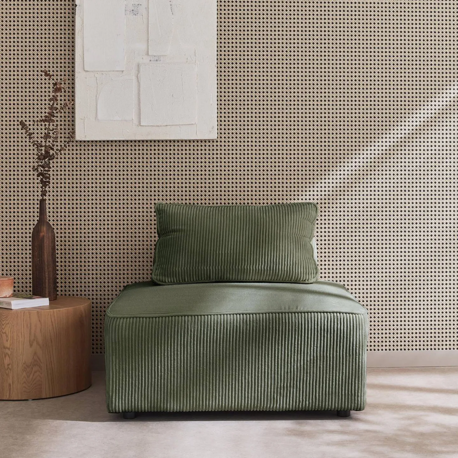 Sessel ohne Armlehne mit Cordbezug für ein modulares Sofa
