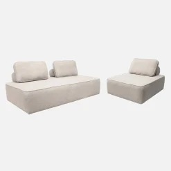 Sessel und 2-Sitzer Sofa mit Bouclé-Bezug für ein modulares Sofa