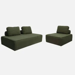 Sessel und 2-Sitzer Sofa mit Bouclé-Bezug für ein modulares Sofa