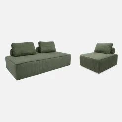 Sessel und 2-Sitzer Sofa mit Cordbezug
