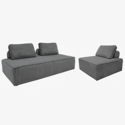 Sessel und 2-Sitzer Sofa mit Cordbezug