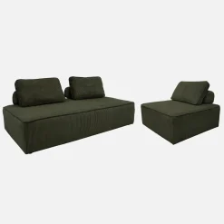 Sessel und 2-Sitzer Sofa mit Cordbezug