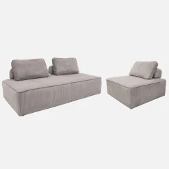 Sessel und 2-Sitzer Sofa mit Cordbezug