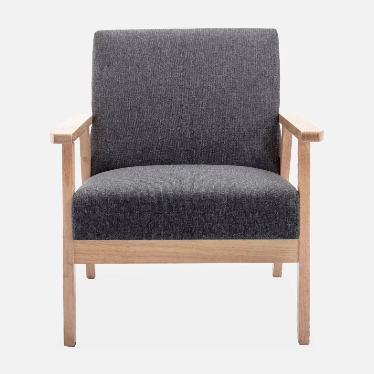 Set Sessel und 3-Sitzer Sitzbank aus Hevea-Holz mit Stoffbezug
