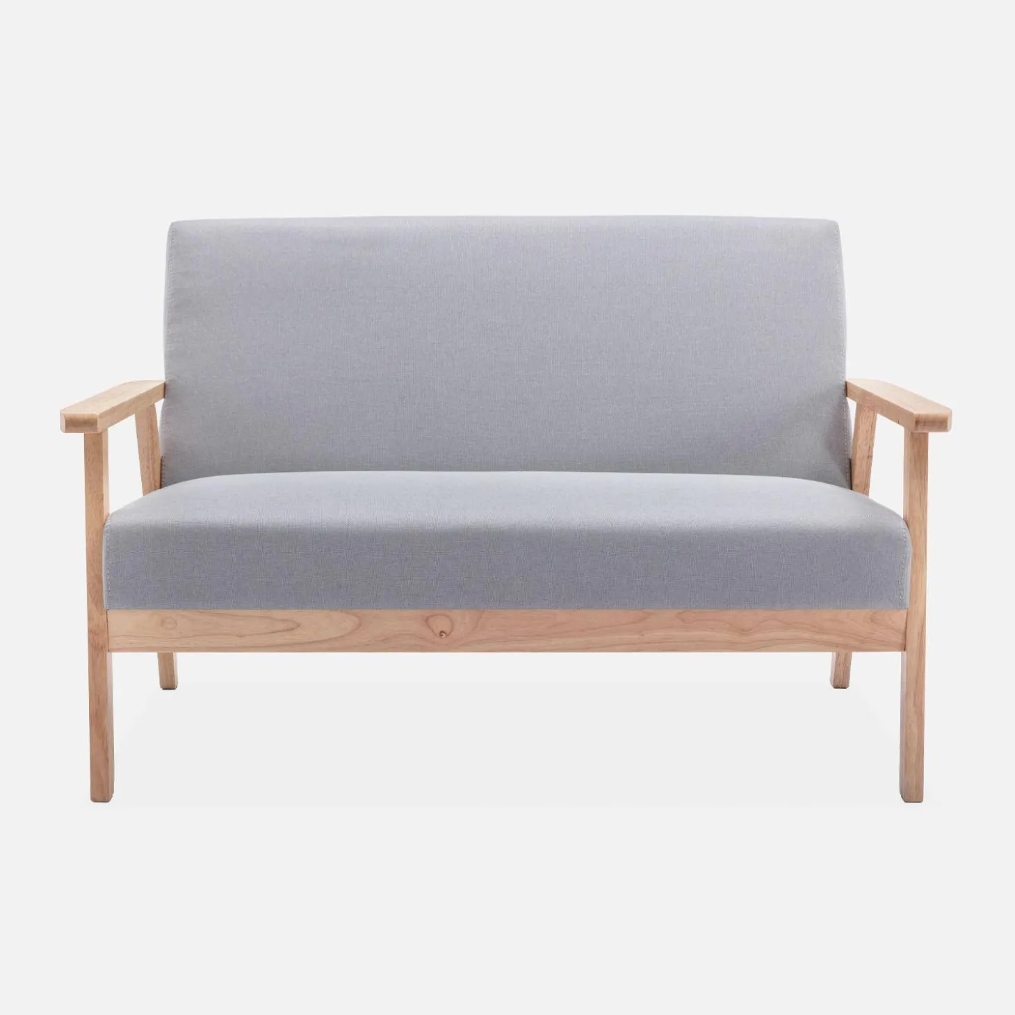 Set Sessel und 3-Sitzer Sitzbank aus Hevea-Holz mit Stoffbezug