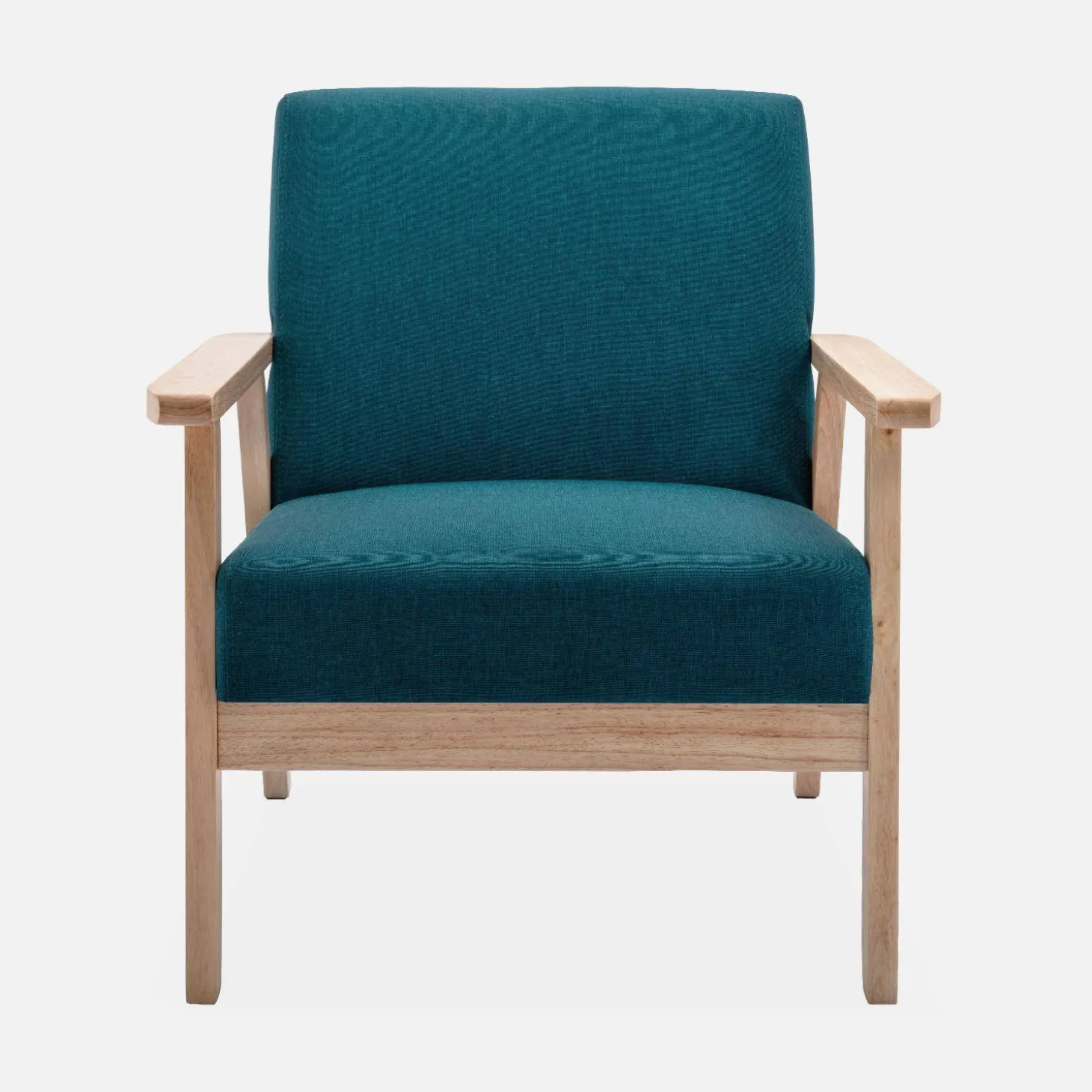 Set Sessel und 3-Sitzer Sitzbank aus Hevea-Holz mit Stoffbezug