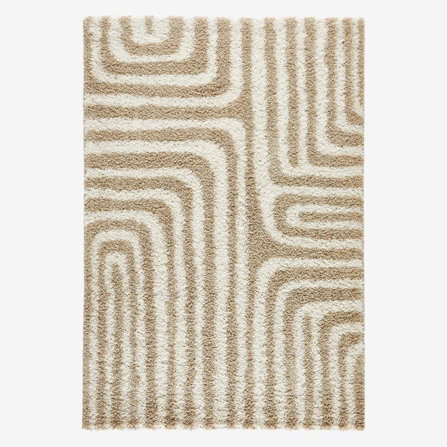 Shaggy-Teppich mit geometrischen Mustern beige