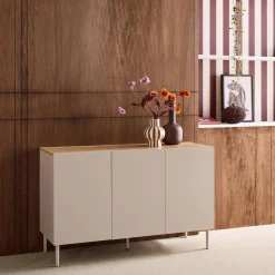 Sideboard aus Metall und Holzdekor, 3 Türen, B 120 cm