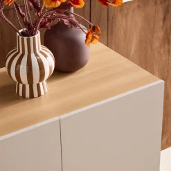 Sideboard aus Metall und Holzdekor, 3 Türen, B 120 cm