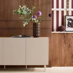 Sideboard aus Metall und Holzdekor, 3 Türen, B 150 cm