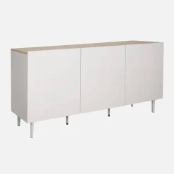 Sideboard aus Metall und Holzdekor, 3 Türen, B 150 cm