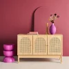 Sideboard Holzdekor und Rattan-Geflecht 3 Türen 120 cm