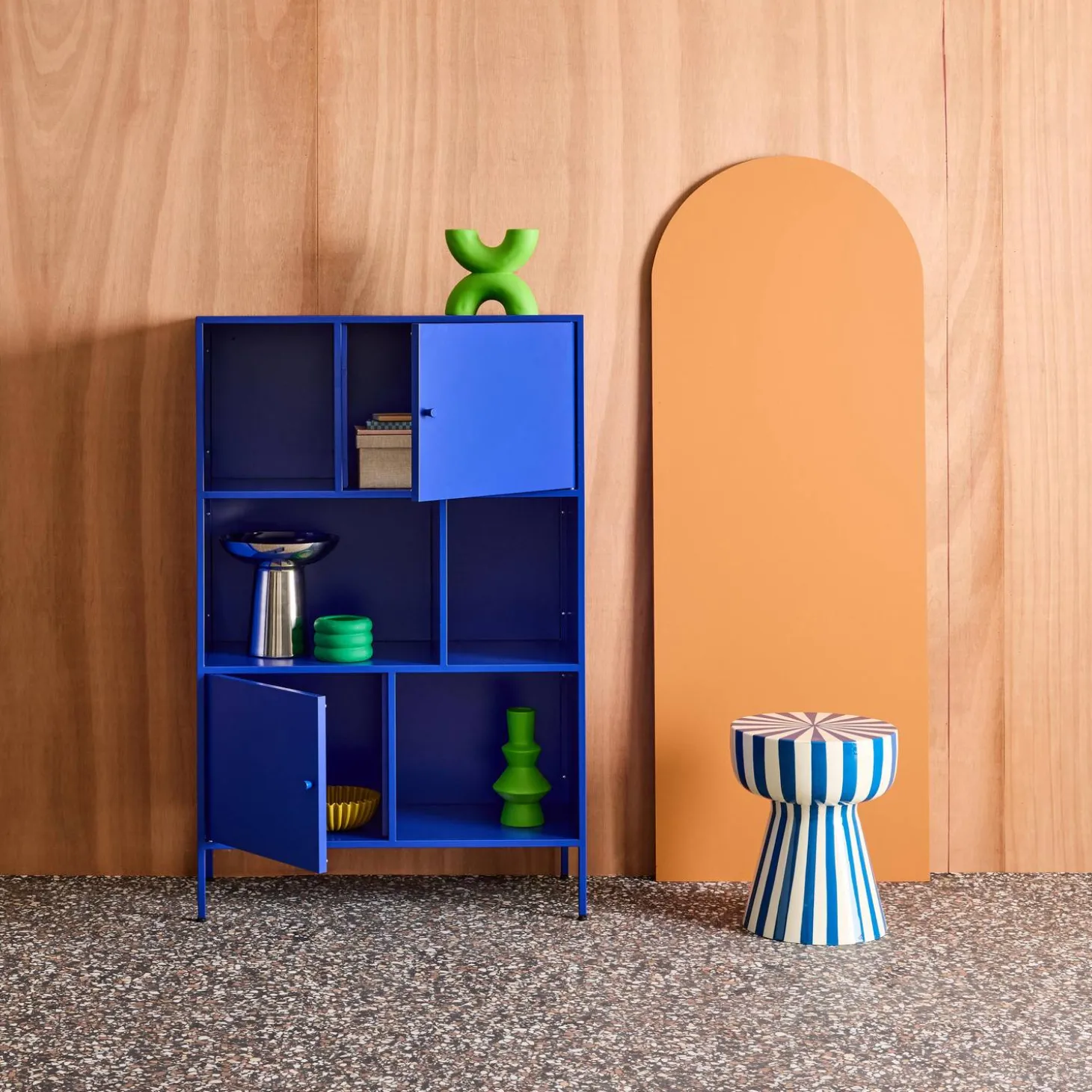 Sideboard, industrielles Aufbewahrungsmöbel aus Stahl mit 6 Stauräumen
