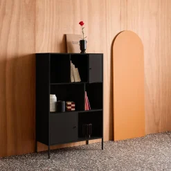 Sideboard, industrielles Aufbewahrungsmöbel aus Stahl mit 6 Stauräumen