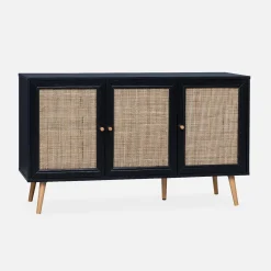 Sideboard mit Holzoptik und Rattan-Geflecht B 120 cm