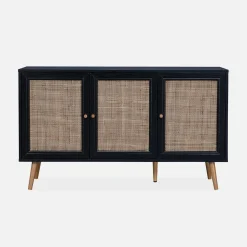 Sideboard mit Holzoptik und Rattan-Geflecht B 120 cm
