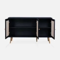 Sideboard mit Holzoptik und Rattan-Geflecht B 120 cm