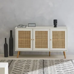 Sideboard mit Holzoptik und Rattan-Geflecht B 120 cm